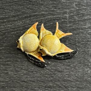 Vintage Double‎ Fish Swimming Brooch